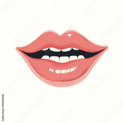 Obraz na płótnie Coral Lips with White Teeth Illustration w salonie
