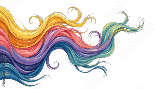 Obraz na płótnie Colorful Wavy Hair Strands Illustration w salonie