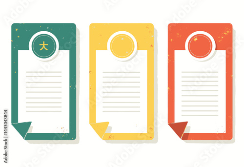Obraz na płótnie Colorful memo pads with curled corners and Chinese character w salonie
