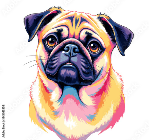 Obraz na płótnie Colorful Pug Portrait with Expressive Eyes w salonie