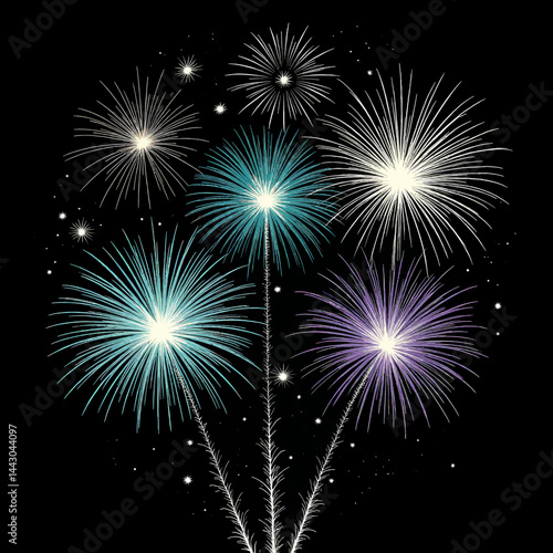 Obraz na płótnie Colorful fireworks display on black background w salonie