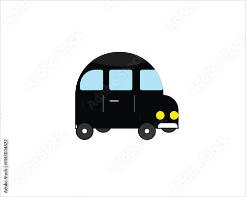 Old black classic car on white background