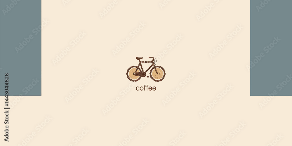 Coffee Bean Bicycle Art on Beige Background with Gray Accents