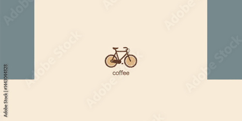 Obraz na płótnie Coffee Bean Bicycle Art on Beige Background with Gray Accents w salonie