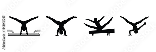 Handstand Silhouette Vector Gymnast.