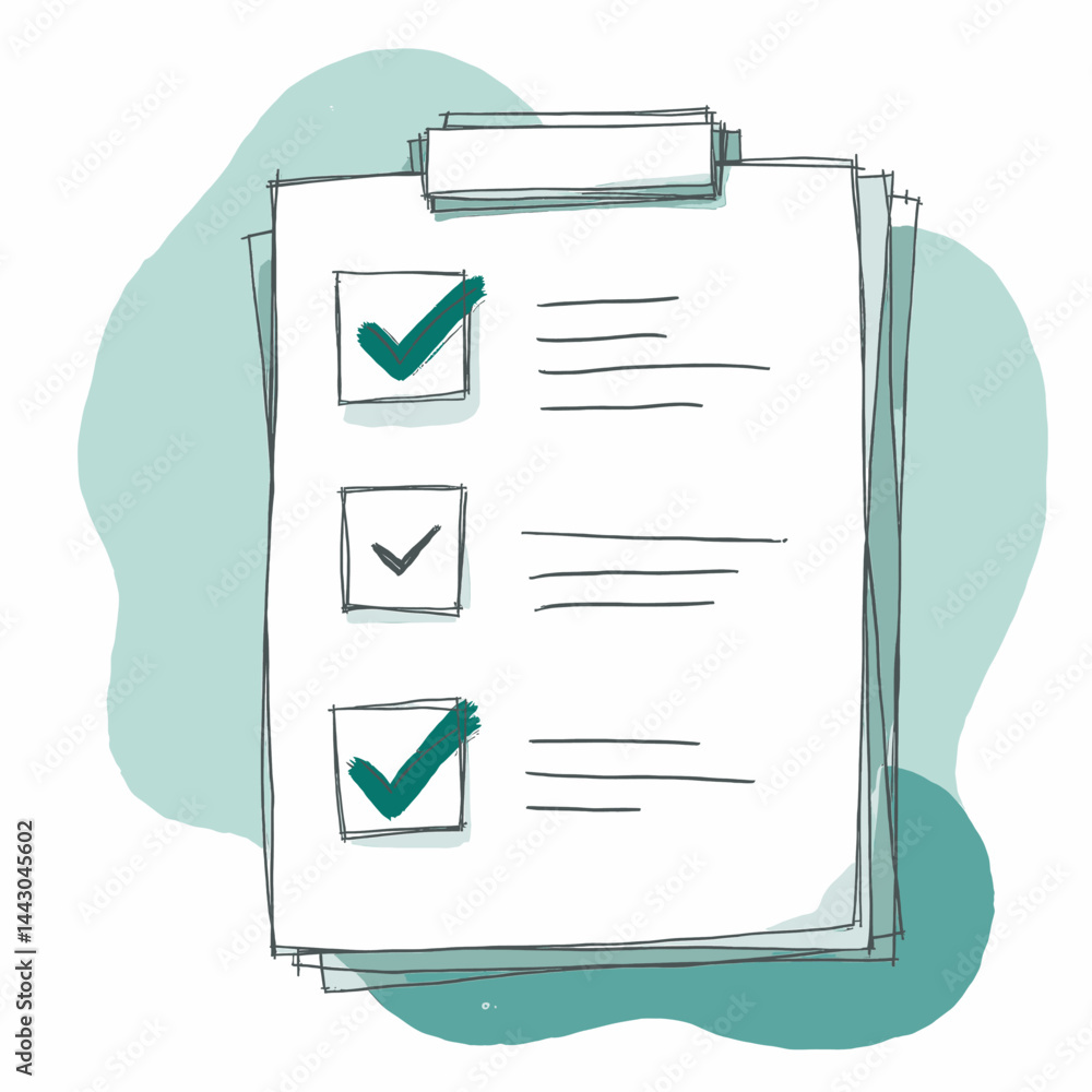 Checklist with Green Checkmarks on Clipboard Illustration