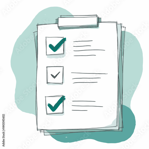 Obraz na płótnie Checklist with Green Checkmarks on Clipboard Illustration w salonie