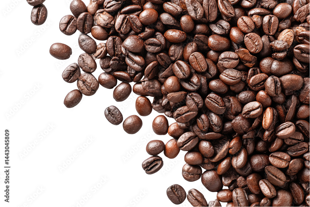 Naklejka premium Roasted coffee beans on transparent background