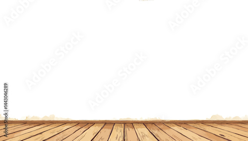 Obraz na płótnie Cartoon Wood Floor with White Background and Landscape w salonie