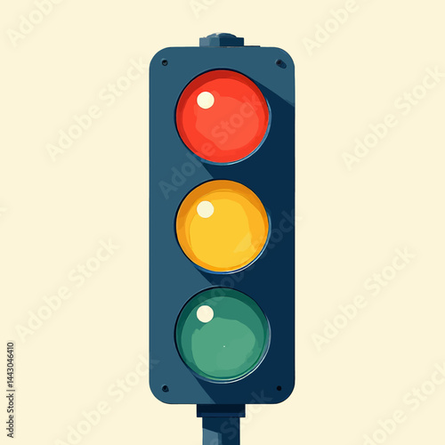Obraz na płótnie Cartoon Traffic Light with Red, Yellow, and Green Lights w salonie
