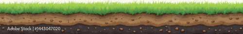Obraz na płótnie Cartoon soil layers with grass and rocks w salonie