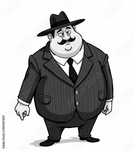 Obraz na płótnie Cartoon mobster in pinstripe suit and fedora w salonie