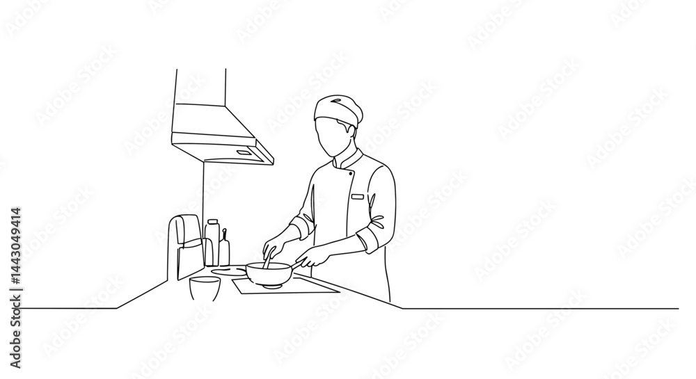 Chef preparing food in a modern kitchen Chef preparing food in a modern kitchen