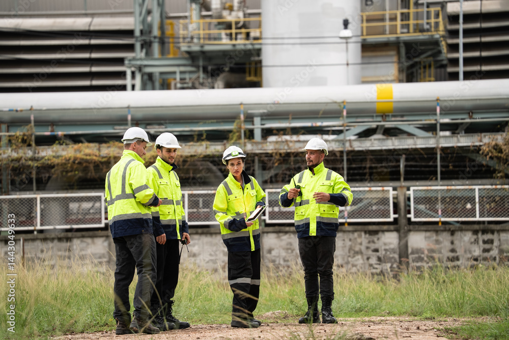 custom made wallpaper toronto digitalGroup of engineer workers checking project at petrochemical factory or refinery oil plant industrial. Survey and inspecting for safety and quality of the production