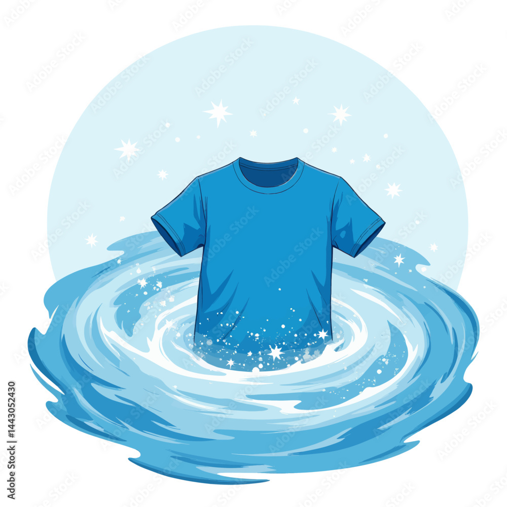 Blue T-shirt in Washing Machine Whirlpool Cartoon