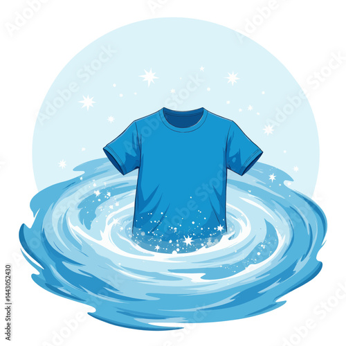 Obraz na płótnie Blue T-shirt in Washing Machine Whirlpool Cartoon w salonie