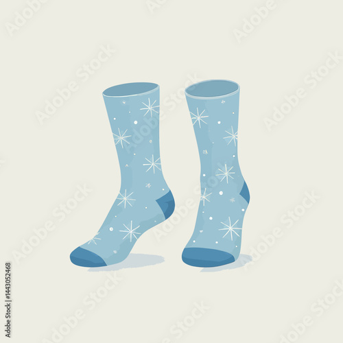 Obraz na płótnie Blue socks with white snowflakes pattern w salonie