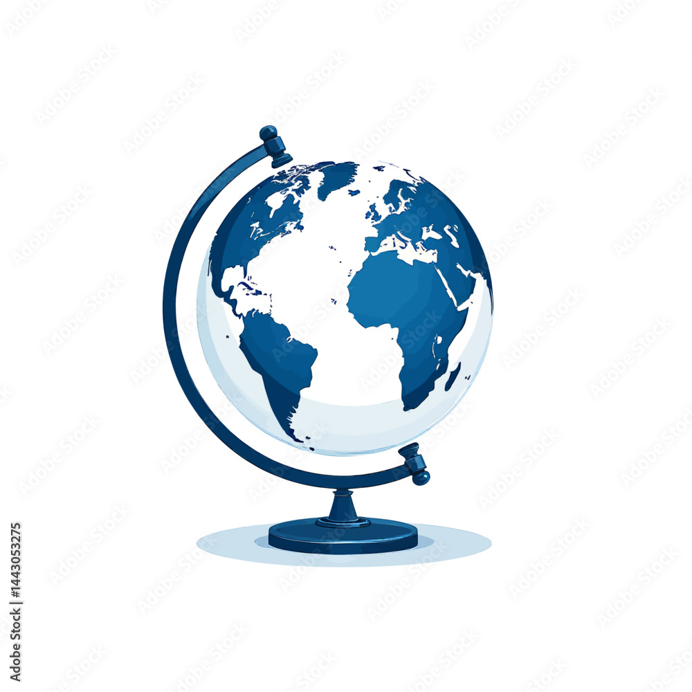 Blue globe showing North America, Africa, and Europe