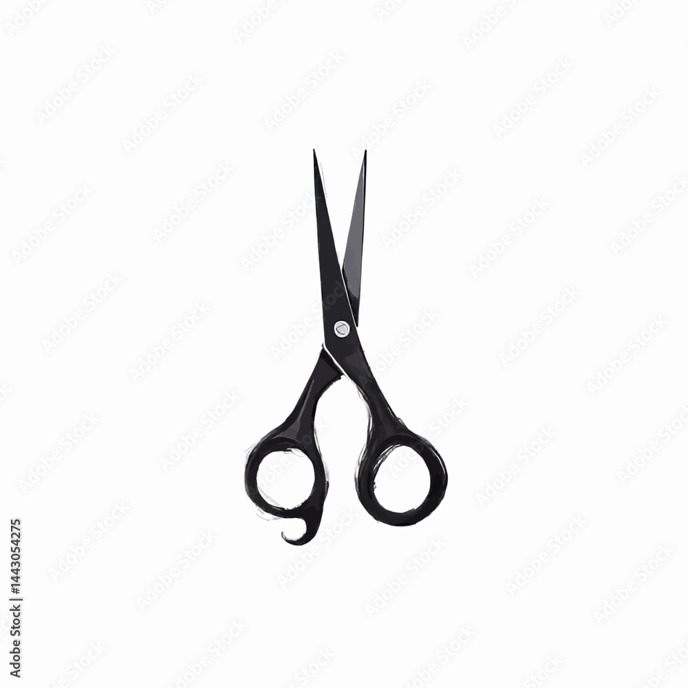 Black barber hair cutting scissors on white background