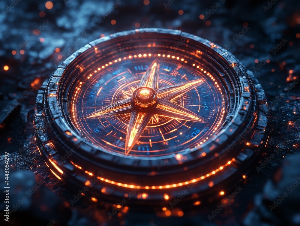 custom made wallpaper toronto digitalMystical Compass Guiding Through the Unknown: An Enigmatic Navigation Tool Illuminated in a Dark, Textured Environment - A Journey of Exploration.