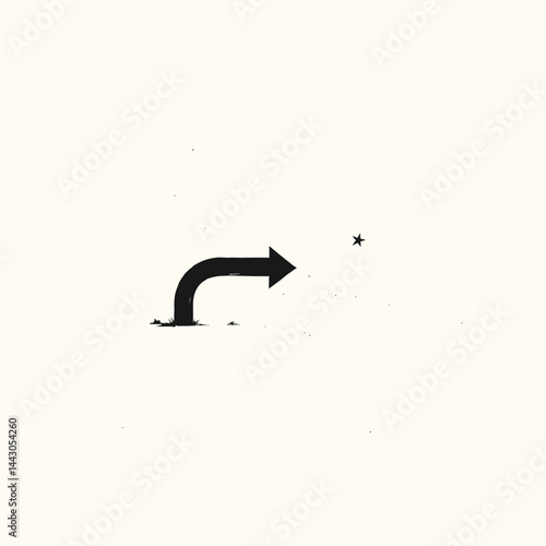 Obraz na płótnie Black Arrow Turns Towards Star, Minimalist Art w salonie