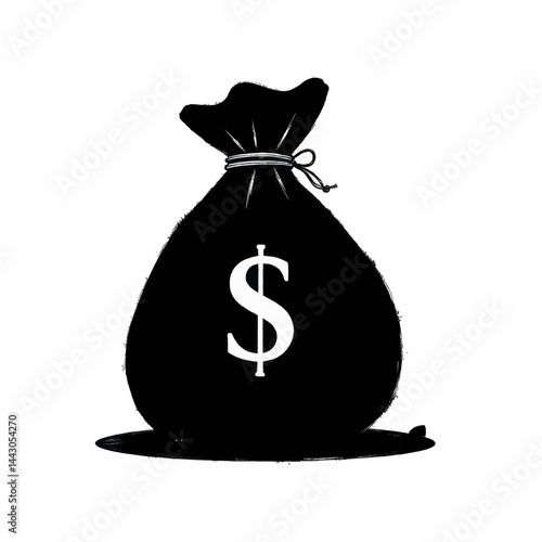 Obraz na płótnie Black and white money bag with dollar sign w salonie