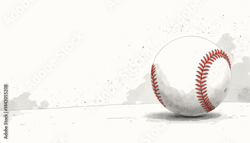 Baseball with Red Stitching on White Background