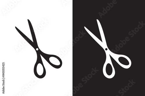 Scissors Icon for Creativity and Crafting Topics, on white and black background