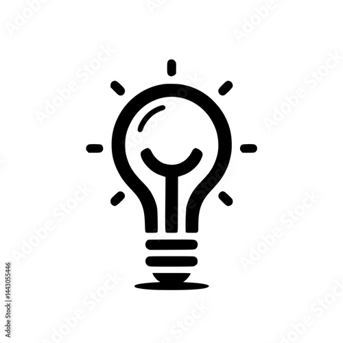 Idea Lightbulb Icon - Simple Black Line Art Symbol of Innovation and Creativity