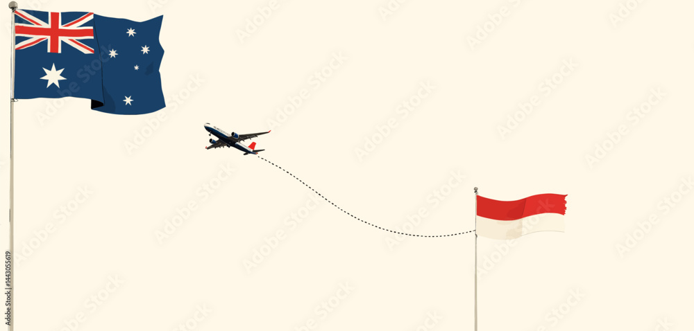 Australia to Indonesia Flight Path Illustration