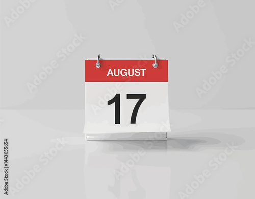 Obraz na płótnie August 17th date on a red and white calendar w salonie