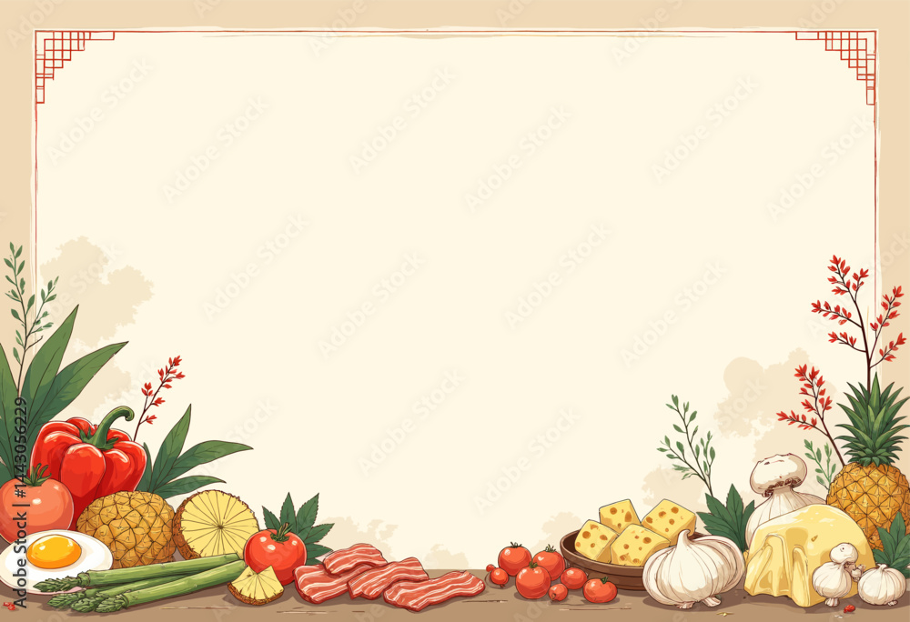 Asian-Inspired Food Frame with Copy Space
