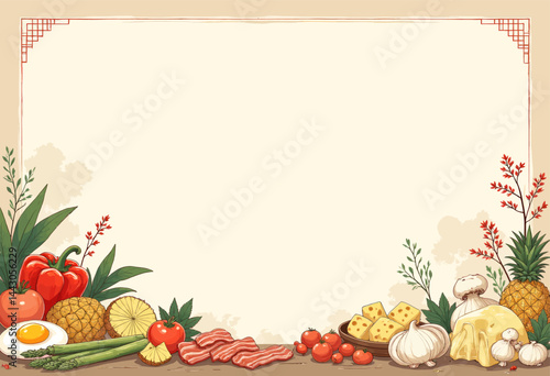 Obraz na płótnie Asian-Inspired Food Frame with Copy Space w salonie