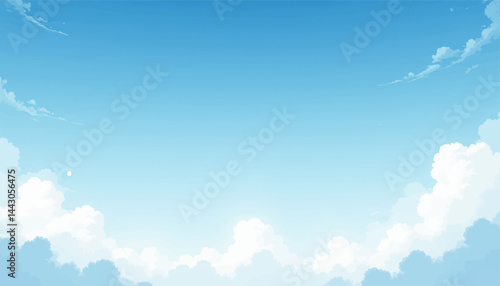 Obraz na płótnie Anime Style Blue Sky and Clouds Background w salonie