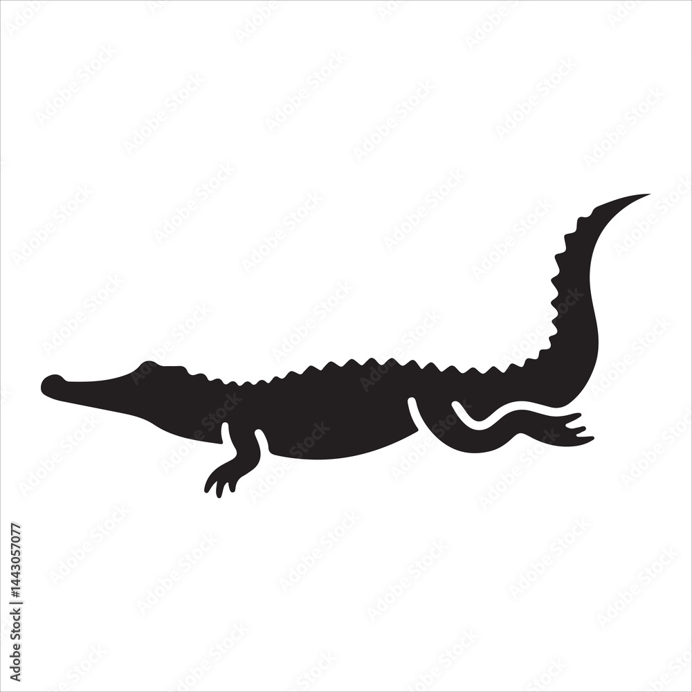 Fototapeta premium Silhouette of a crocodile on a white background