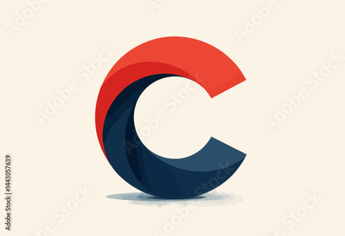Abstract Red and Blue Letter C Logo Graphic