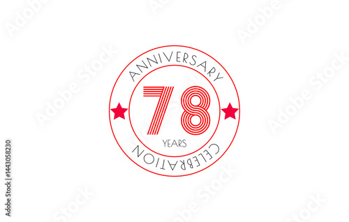 A red and white emblem commemorating a 78-year anniversary, marked with stars and a circular design. Clean and celebratory.