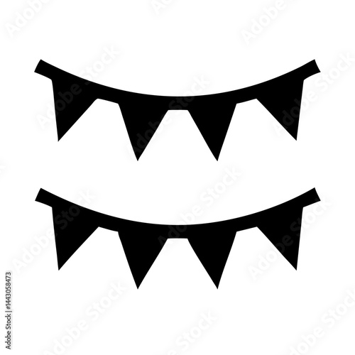 bunting flags party decorations silhouette on transparent background for web and graphic design