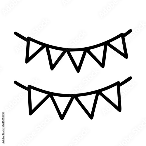 bunting flags party decorations on transparent background for web and graphic design