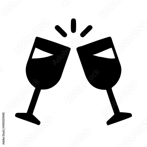 clinking glasses cheers toast silhouette on transparent background for web and graphic design