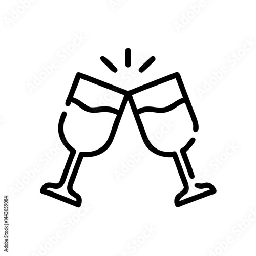 clinking glasses cheers toast on transparent background for web and graphic design