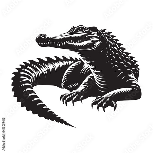 Wallpaper Mural Silhouette of a crocodile on a white background Torontodigital.ca