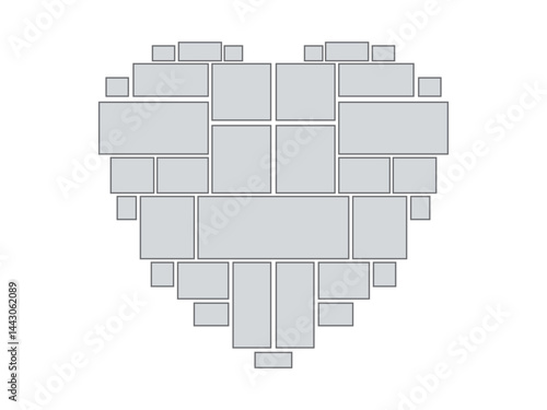 love shape consists of square boxes for moodboard, ornaments, decorations, icons