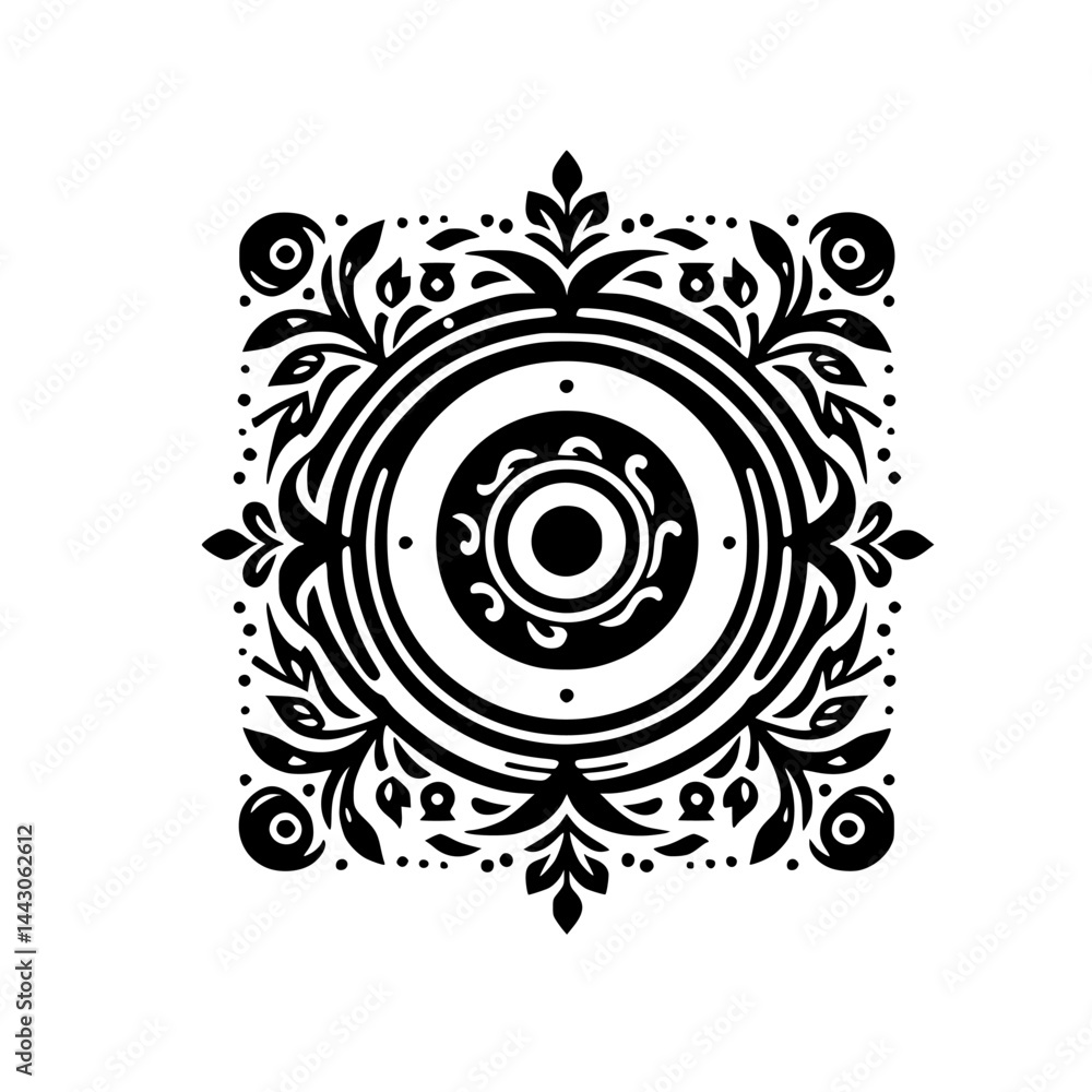 Intricate Black and White Symmetrical Ornamental Graphic Design Element Intricate Black and White Symmetrical Ornamental Graphic Design Element