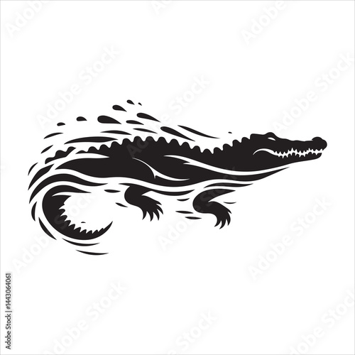 Wallpaper Mural Silhouette of a crocodile on a white background Torontodigital.ca