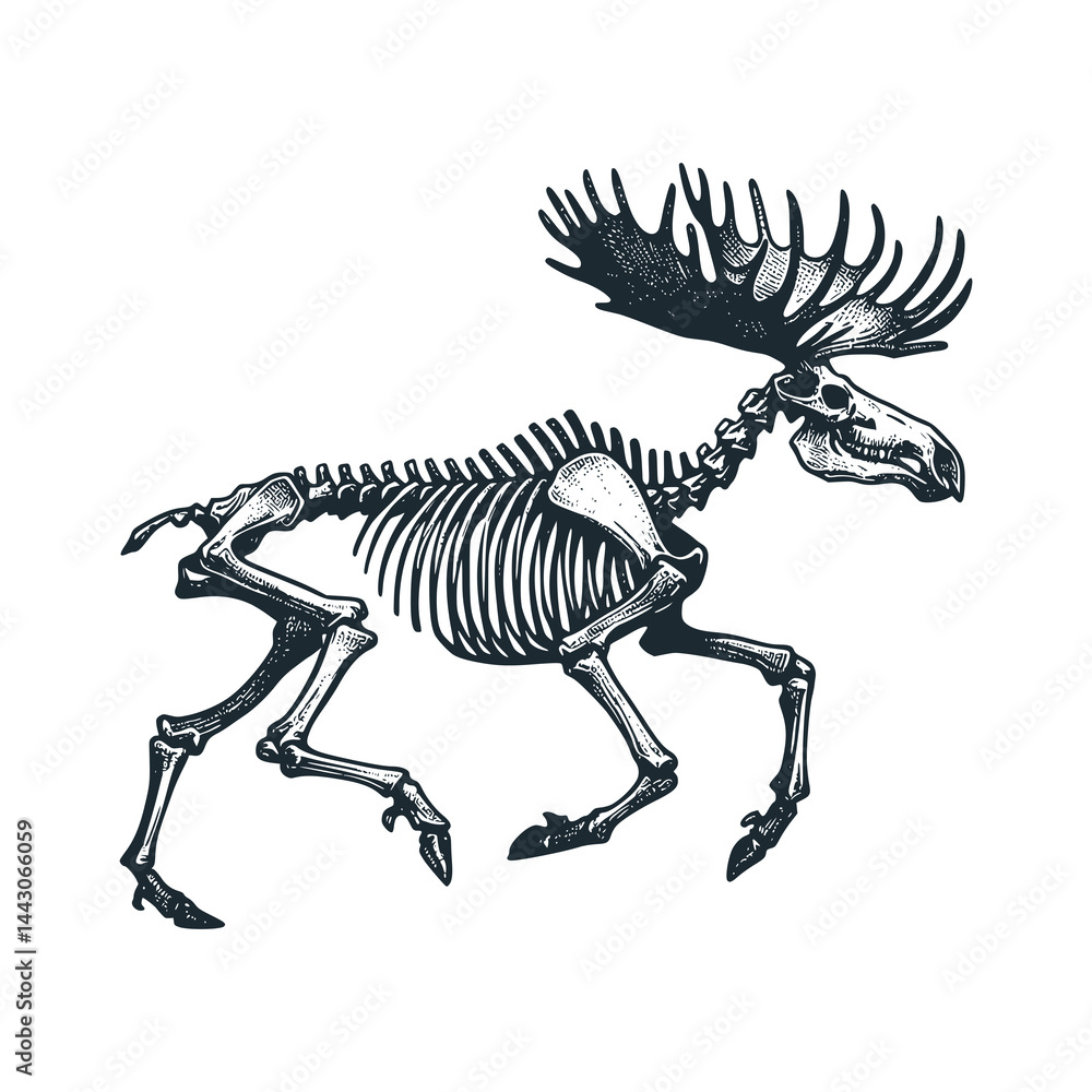 Fototapeta premium The moose skeleton – Black and White Icon Vector and Illustration