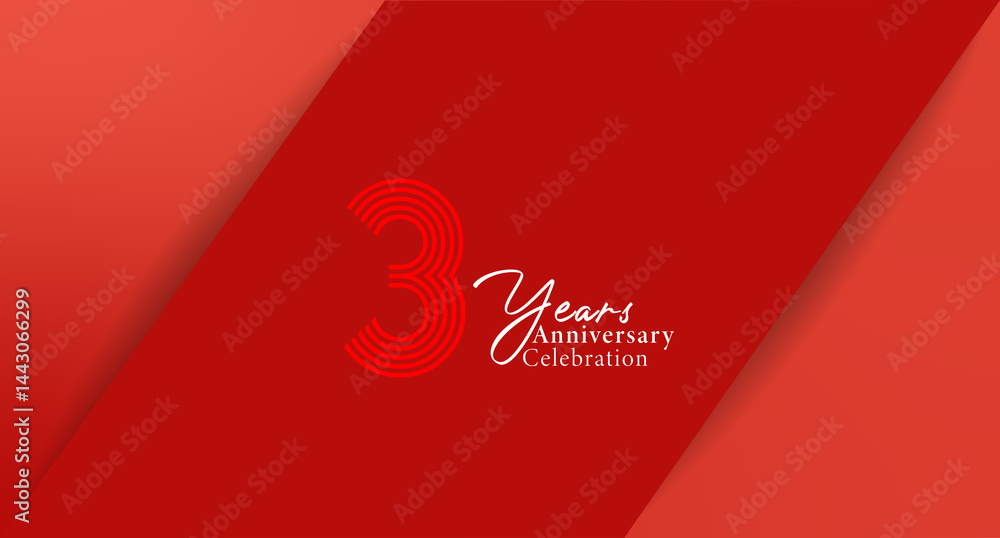 Striking red background celebrating a third anniversary with elegant typography and layered design elements, symbolizing achievement and growth. Striking red background celebrating a third anniversary with elegant typography and layered design elements, symbolizing achievement and growth.