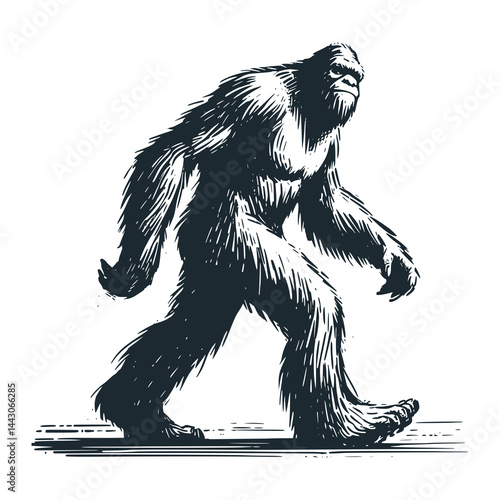 A bigfoot animal – Black and White Icon Vector and Illustration