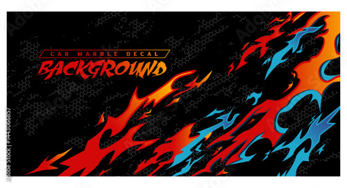 livery fire illustration black orange blue Car decal wrap banner abstract stripe sporty grunge brush stripes thunder storm modern pattern racing motorsport vector design wat