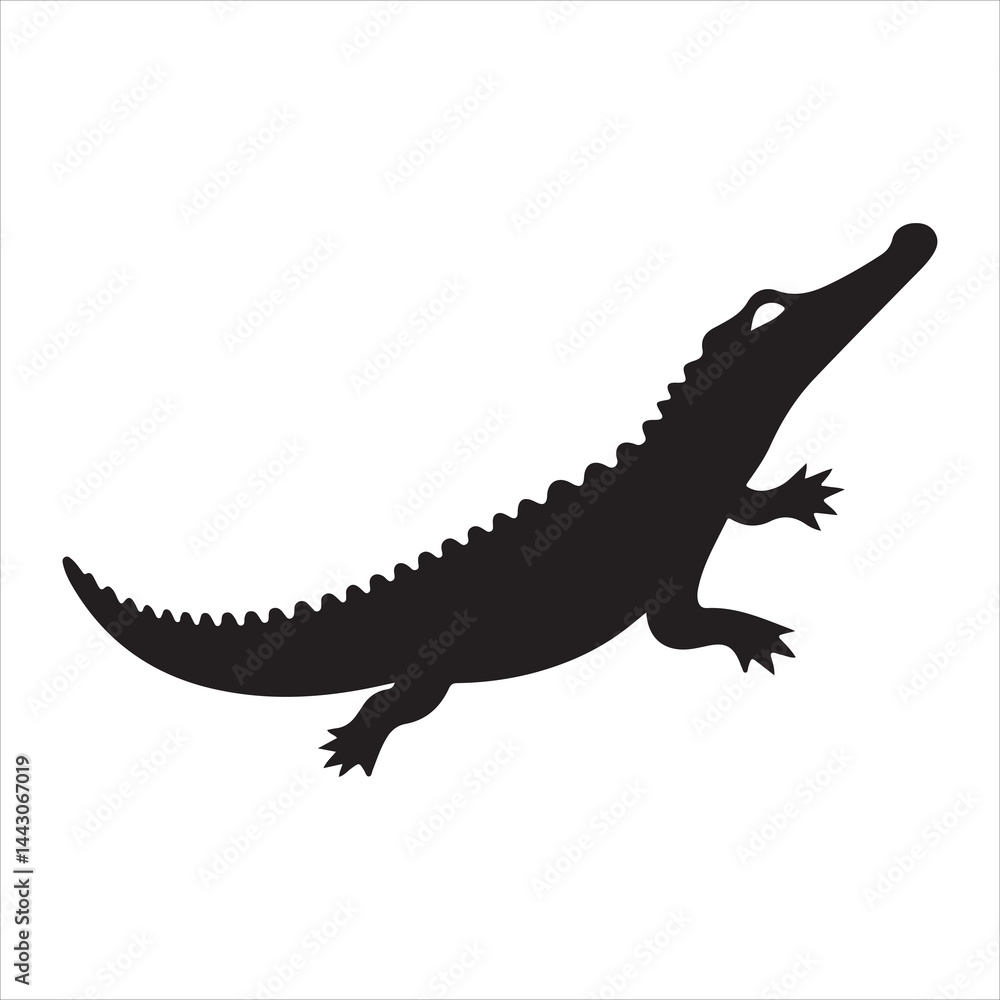 Silhouette of a crocodile on a white background Silhouette of a crocodile on a white background